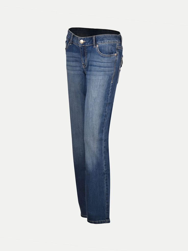 Women Light Blue Denim casual Pant view 2
