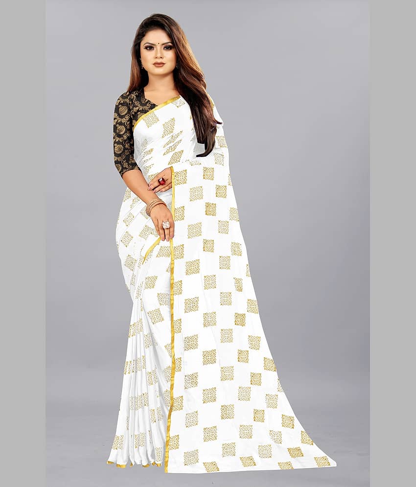 Rhey Chiffon Printed Saree With Unstitched Blouse Piece ( Rama )
