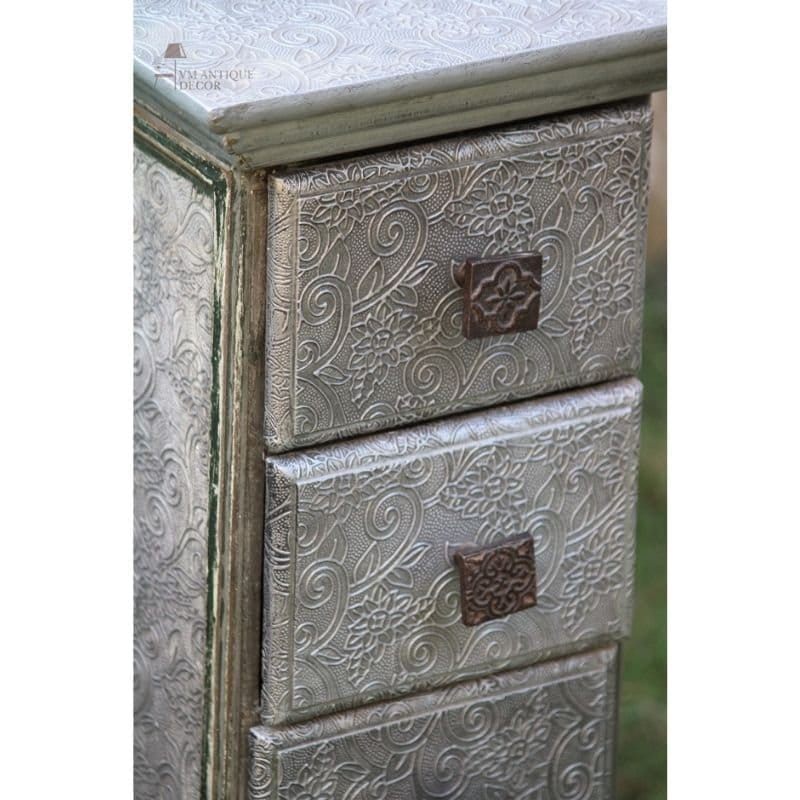 Wooden Chest Drawer Side Bedside Organizer Storage With Brass view 2