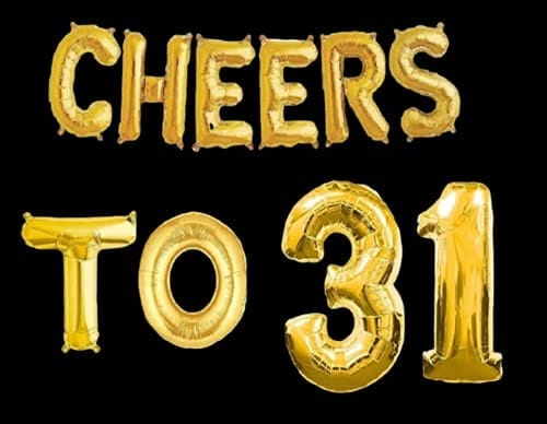 Partyzon Gold Cheers to Birthday Foil Balloon Combo Party Decoration for Anniversary Celebration 16 Inches view 2