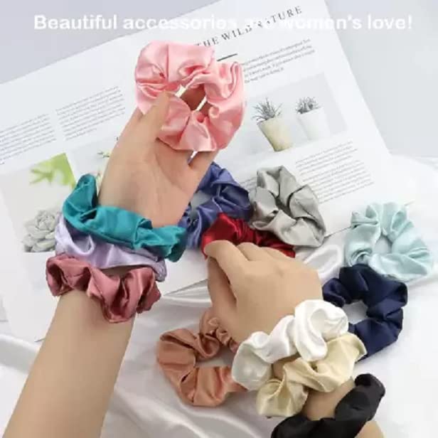 Elecsera Extra Large Scrunchie Satin Oversized Silk Scrunchy Hair Scrunchies Pack of 9 Rubber Band (Multicolor) view 2