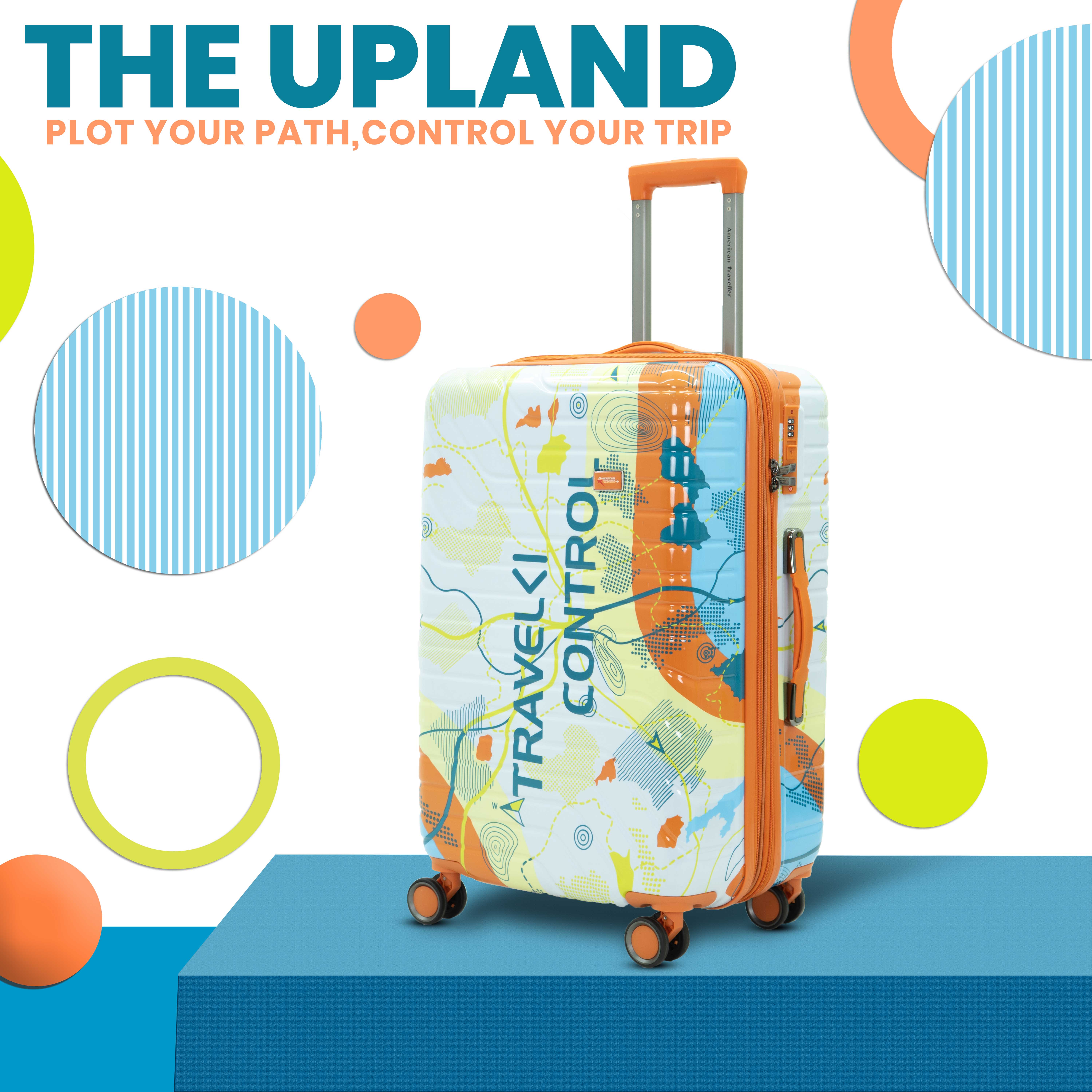 American Traveller THE UPLAND Trolley Bag Set of 3 Cabin, Medium, Large | Travel Suitcase Set | Durable Hard Shell | TSA-Type Lock | Spinner Trolley with Anti-Theft Zippers (3, Sky Blue(Light Blue)) view 2