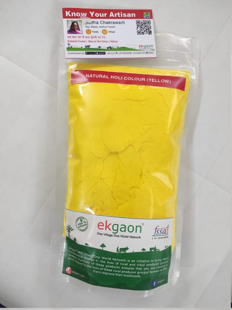 Natural Holi Colours - Yellow, Green, Orange(Pack Of Three) each pack 100gms view 2