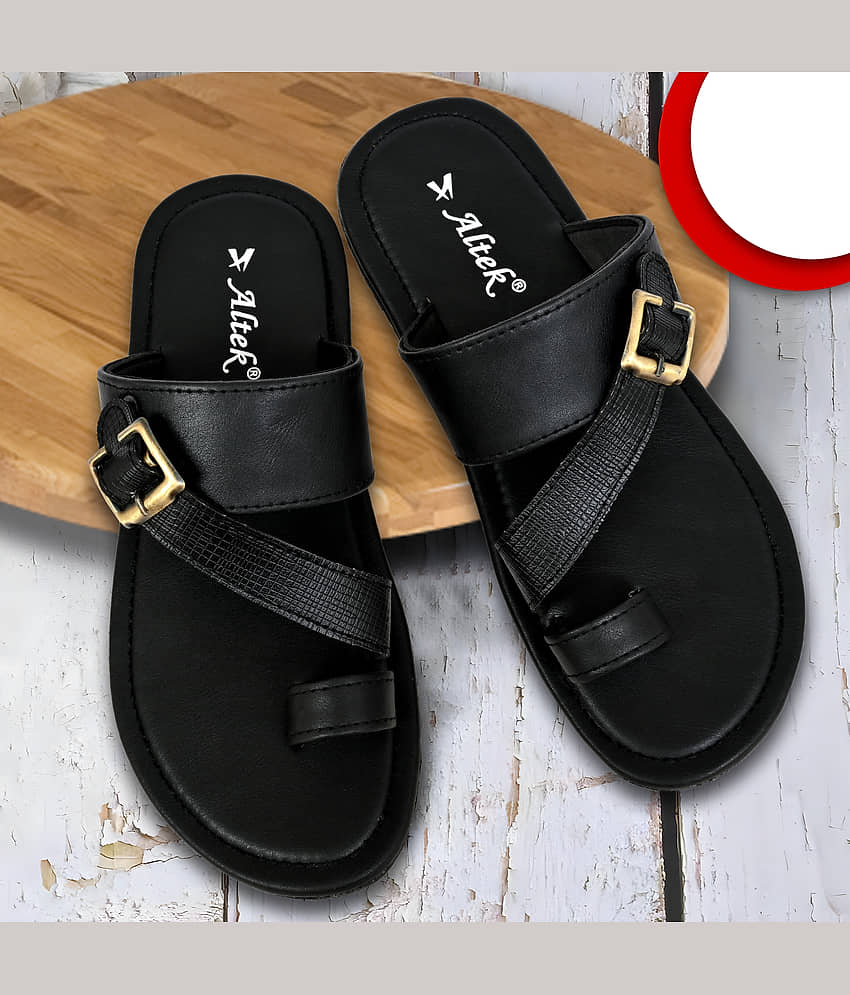 Chappal Wala Black Men's Leather Slipper view 2