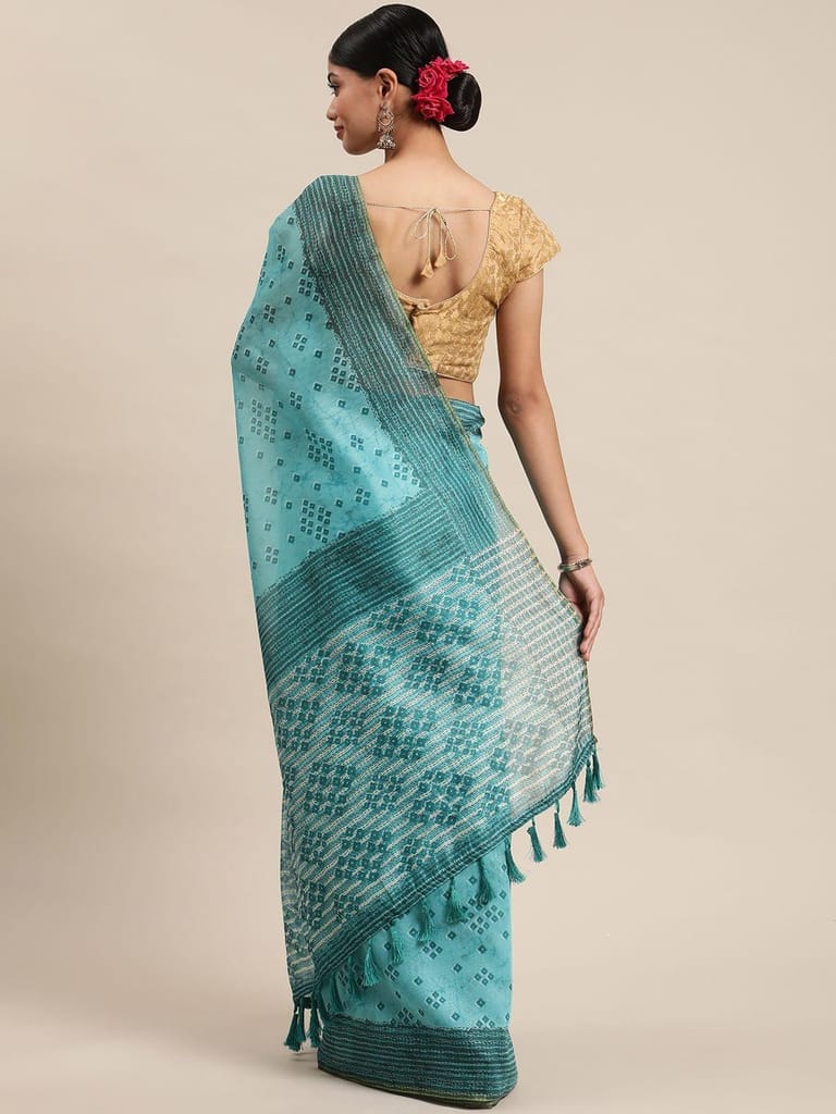 Women's Digital Print Bandhani Saree With Unstiched Blouse Piece view 2