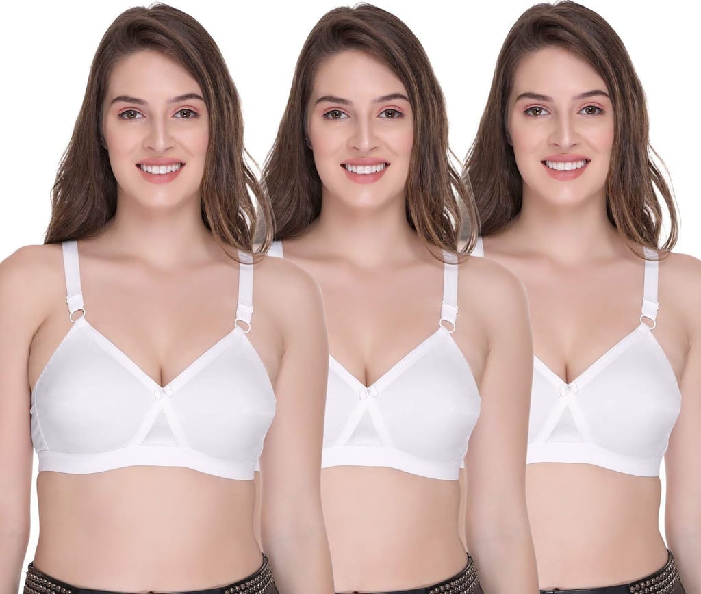 SONA Women's Super-Fit T-Shirt Bra Full Coverage Non Padded Cotton Pack of 3 view 2
