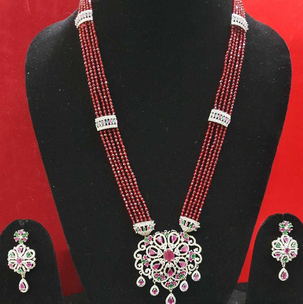 American Diamond Designer Partywear Long Necklace view 2