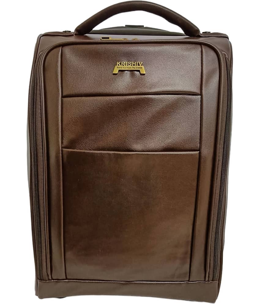 krishiv Brown S (Below 60cm) Cabin Soft PU Trolley Bag Luggage view 2