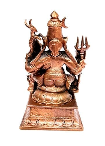 Searchers Paradise - Copper Idols Lord Shiva,Bhoogasakthi with Nandi,5.5 inches, Copper Handmade 420 Grams, Patina Antique Finish, Pack of 1 Piece view 2