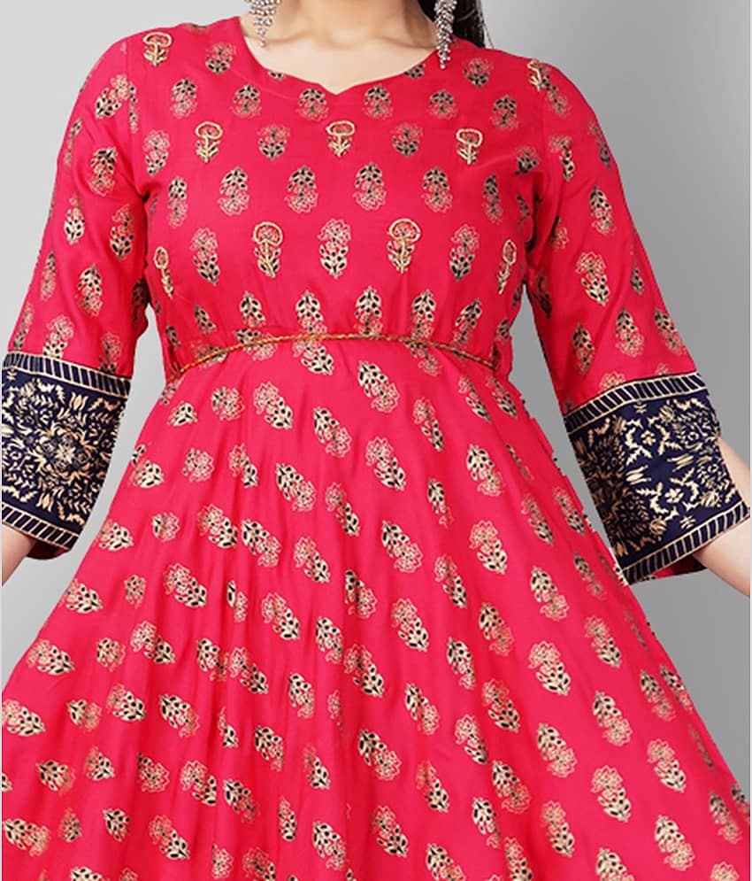 Mishree Collection - Blue Rayon Women's Anarkali Kurti ( Pack of 1 ) view 2