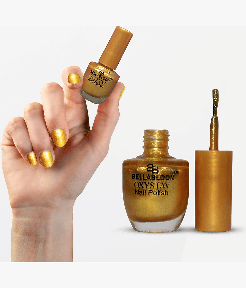 BELLABLOOM Golden Nail Polish Long Lasting Shine, 10ml ( Pack of 1 ) view 2