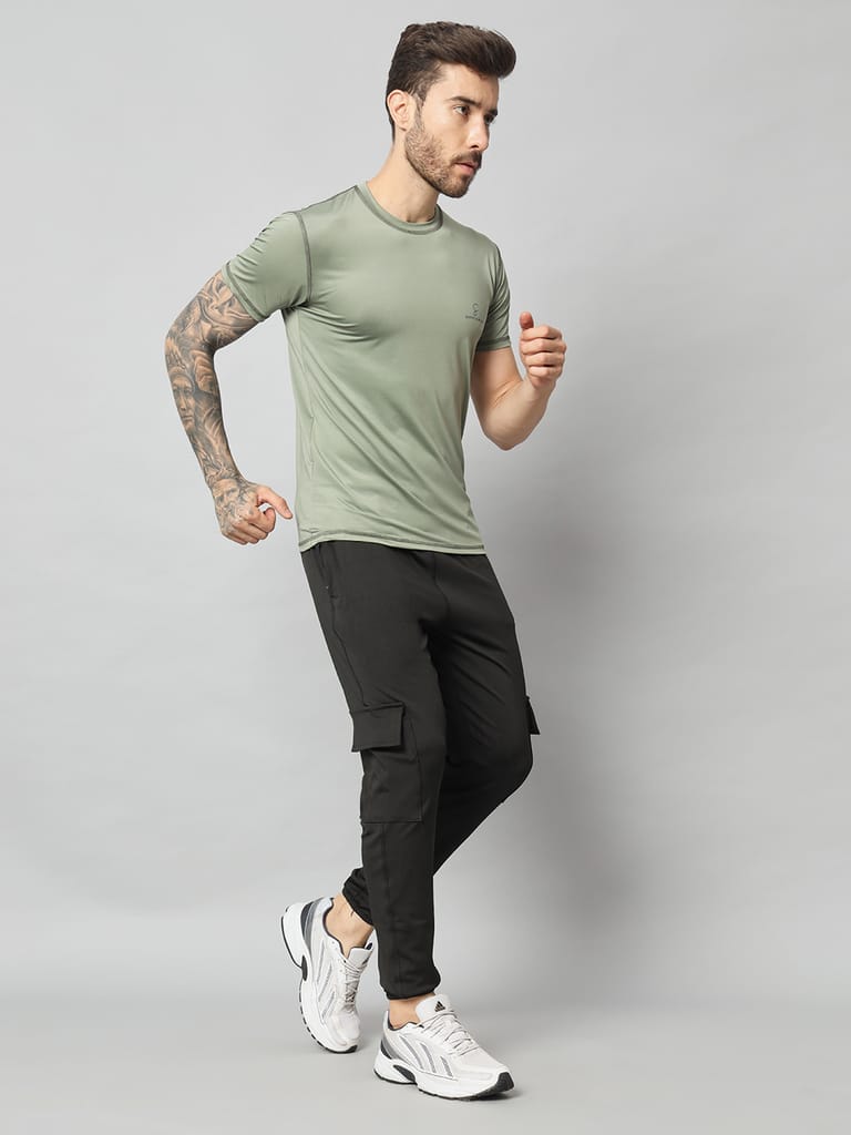 Savvy X Wear Men's Olive Green Crew Neck Activewear T-Shirt view 2