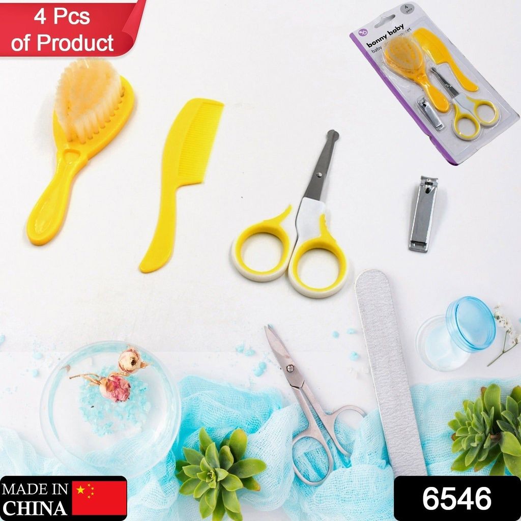 Born Baby Health Care Kit Baby Health Care And Grooming Kit 4 in 1 Nail Clipper Brush Comb Scissors Baby Safety Care Kit (4 Pcs Set) view 2
