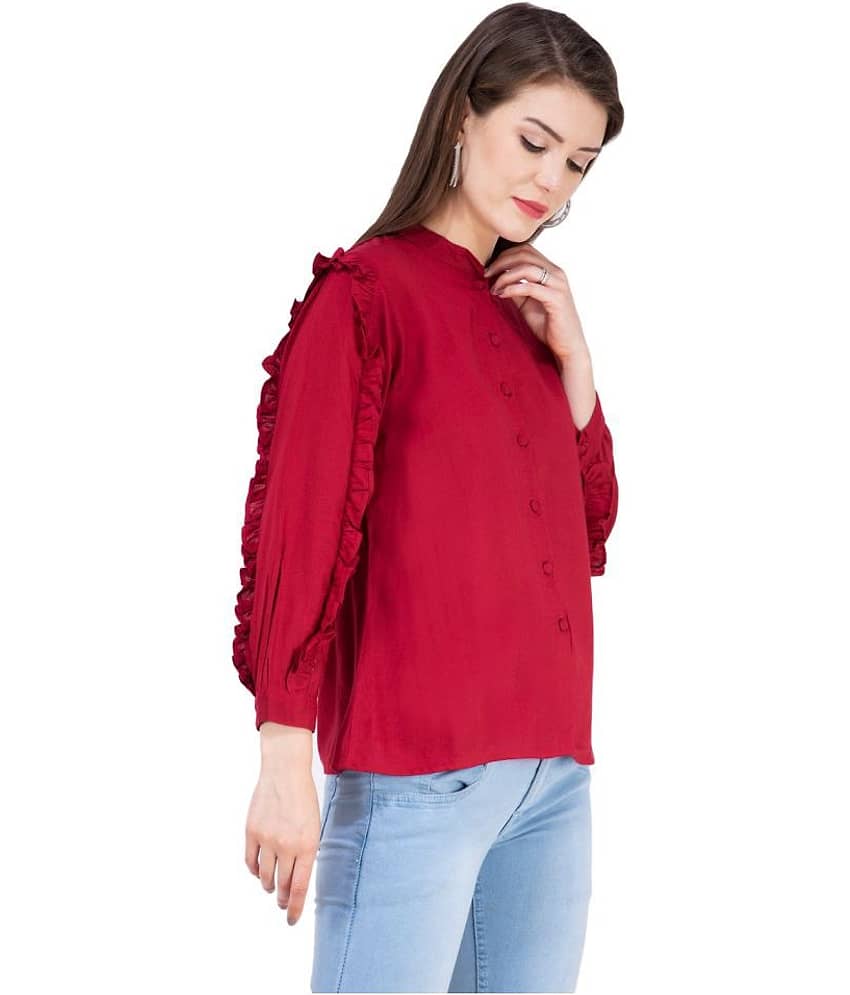 SAAKAA Women Rayon Shirt ( Maroon ) view 2