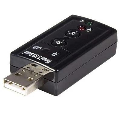 USB to 3.5mm Jack Audio Adapter | 7.1 External USB Sound Card for PC, Headphones & Microphone (Black) view 2