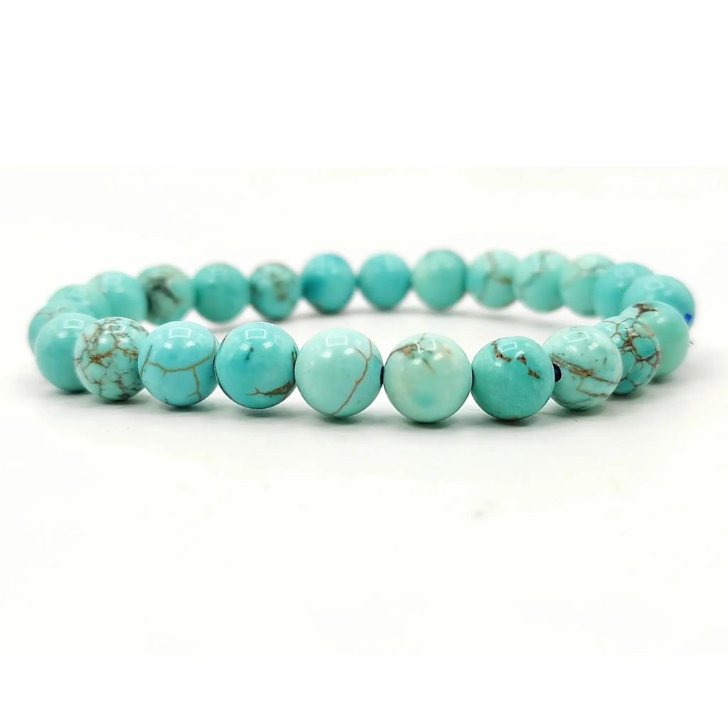 Ekdant Turquoise / Firoza Bracelet Natural Crystal Healing Bracelet Gemstone Jewellery Beaded Stone Bracelet for Men & Women, Bead Size 6 mm view 2