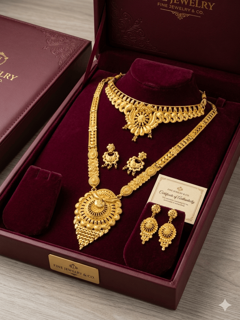 Traditional Indian Bridal Gold Necklace Combo Set view 2