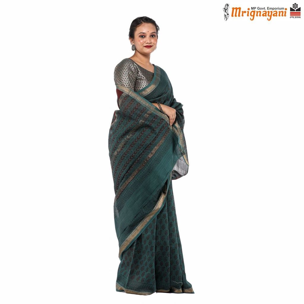 HANDLOOM MAHESHWARI SILK SAREE WITH BLOUSE (SKU - 3I0101170522,SAREE-1061) view 2
