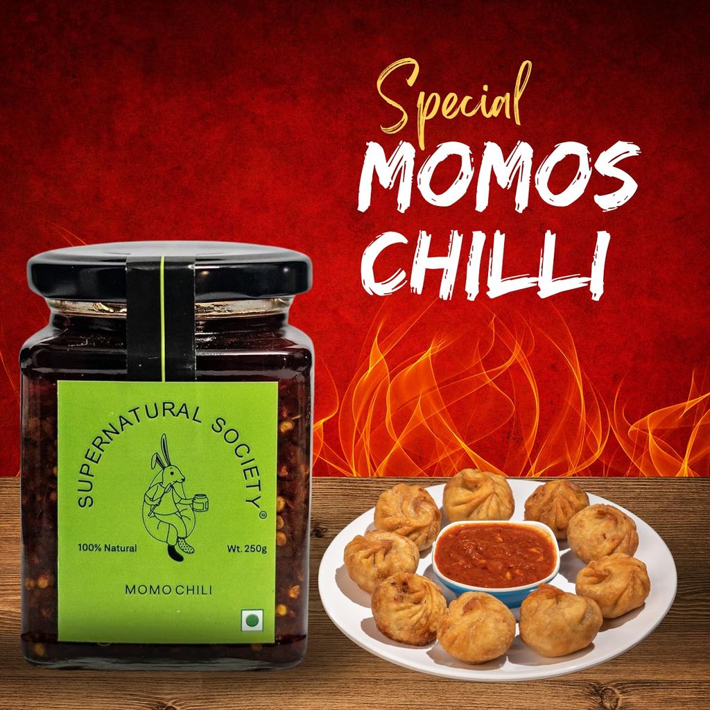 Supernatural Society - Momo Chilli 250gm | Marinate, Dip, Spread, and Stir-Fry with this Spicy and Tangy Red Chili Garlic Sauce | Ready to Eat (Pack Of 1, 250gm) view 2