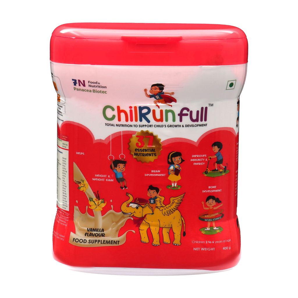 ChilRun Full 2+, Health and Nutrition Drink, Vanilla, 400g, Jar. Total Nutrition For Children’s Growth, Supports Weight & Height Gain, Immune Function & Brain Development.