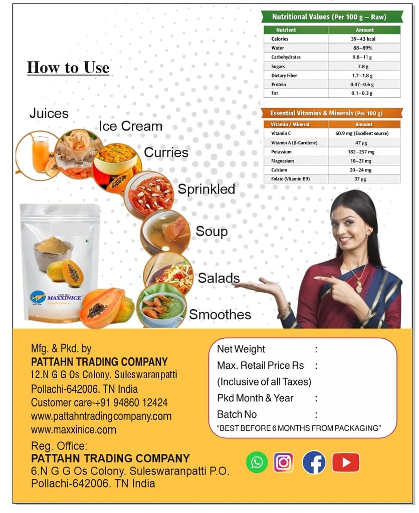 MAXXINICE Papaya Powder (Food Grade) view 2