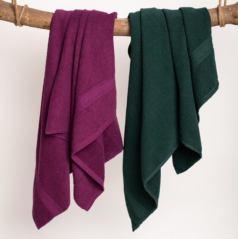 Furnofy Cotton 450 GSM Bath Towel Olive Green, Magenta (Pack Of 2) view 2