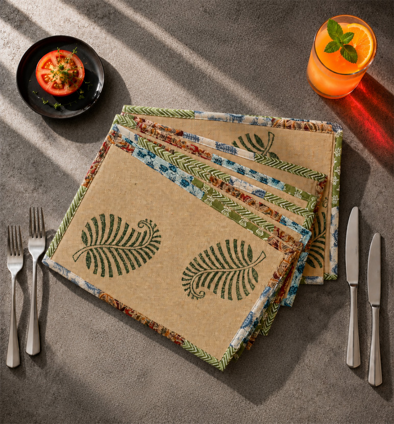 Handcrafted Jute Table Runner Mat Set view 2
