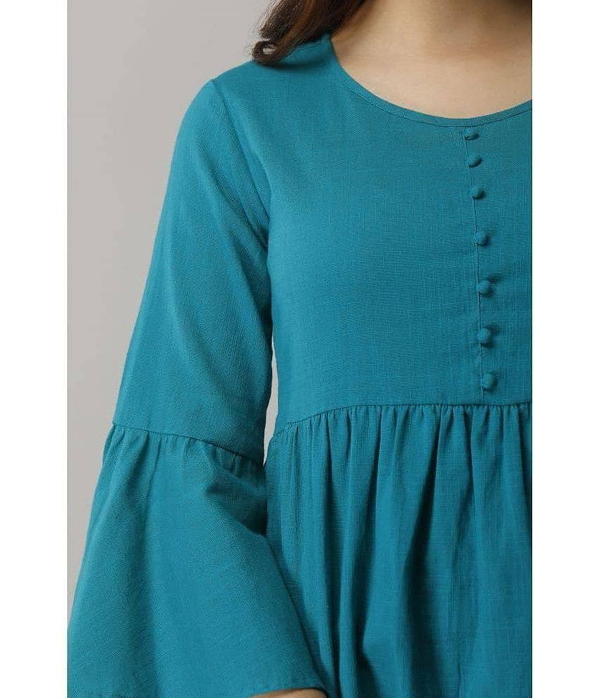 NeshamaKurti Women's Rayon A-Line Top ( Grey ) view 2
