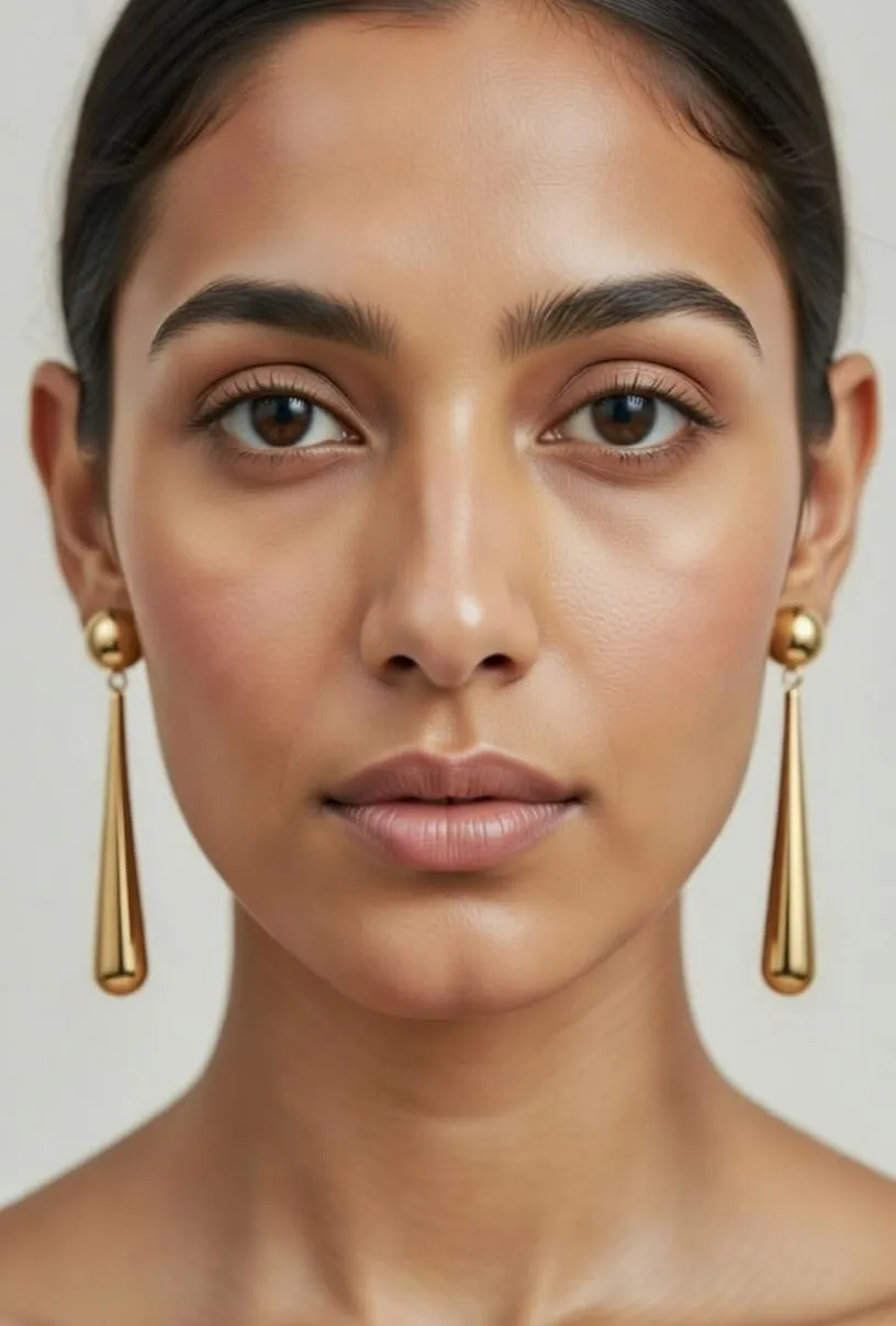 Vardaan Crystalx Women's Anti-TarnishElegant 18k Gold Plated Drop Earrings with sleek teardrop pendants. Hypoallergenic Stainless Steel. Sweat proof. Water proof. Everyday wear. view 2