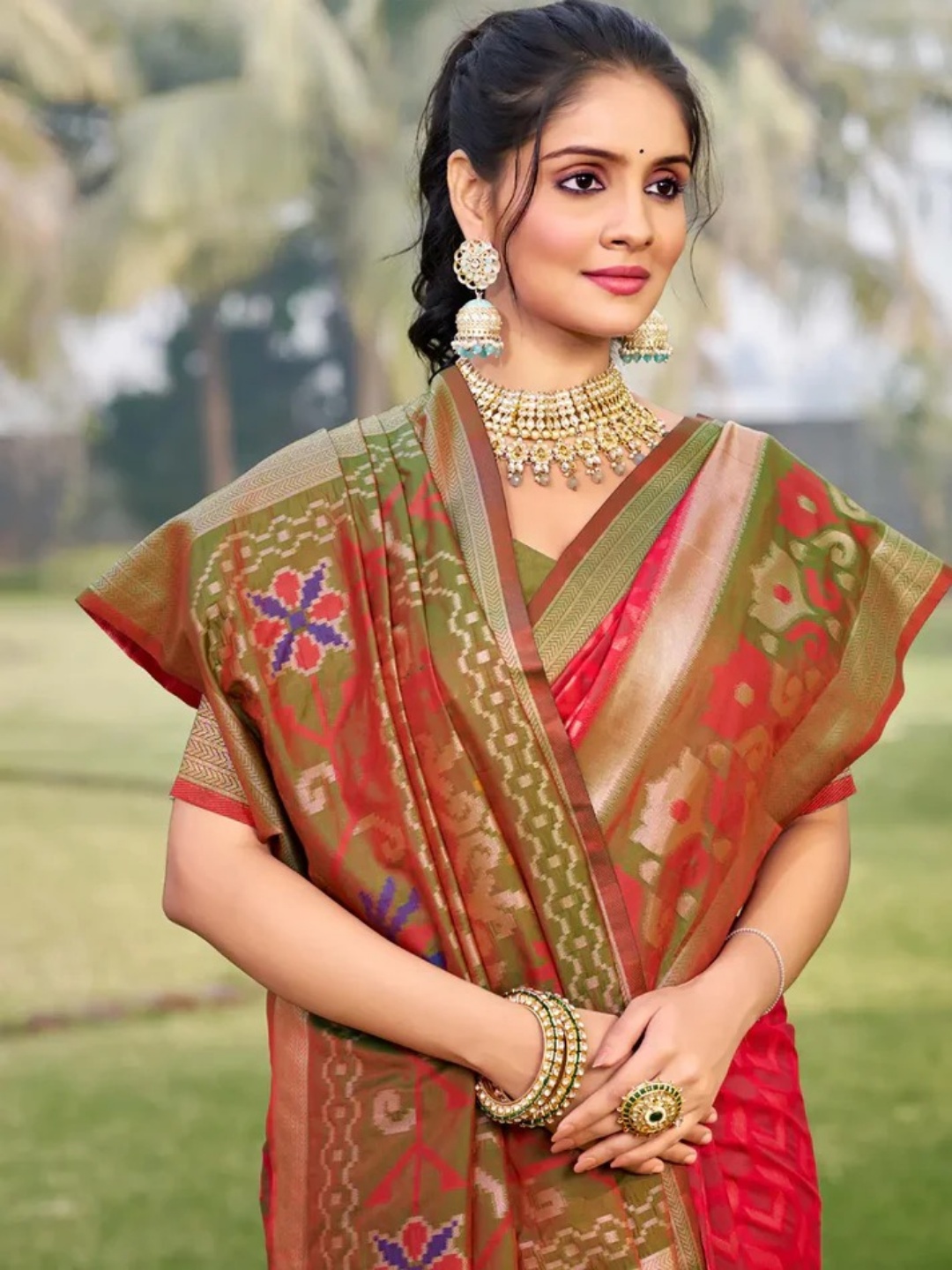 Red Silk Saree view 2