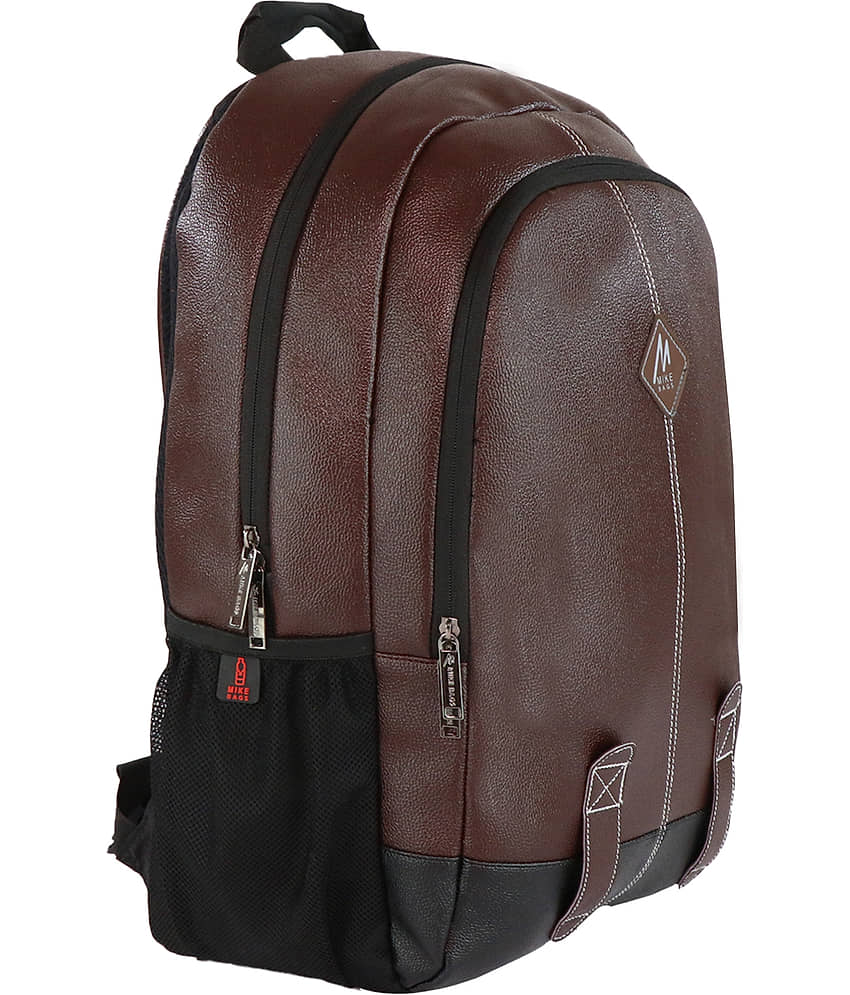 mikebags 20 Ltrs Brown Leather College Bag view 2
