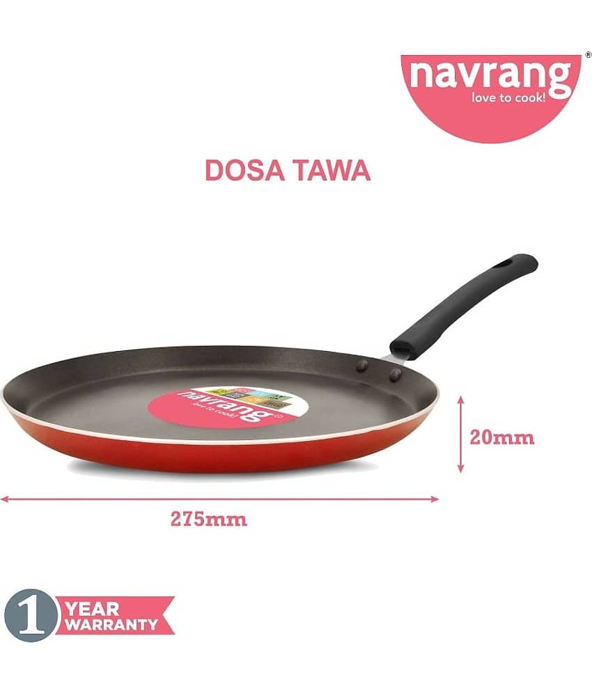 Navrang Nonstick Aluminium 2 PC Cookware Set ,Tawa 275 + Roti Tawa 280, Red -Non Induction view 2