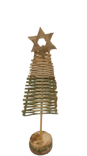 Woven Wood Christmas Tree with Star Topper view 2