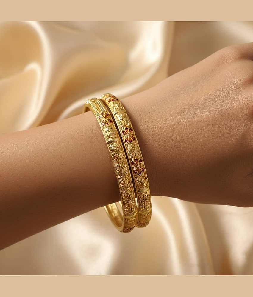 VIVASTRI Gold Bangle Set ( Pack of 4 ) view 2