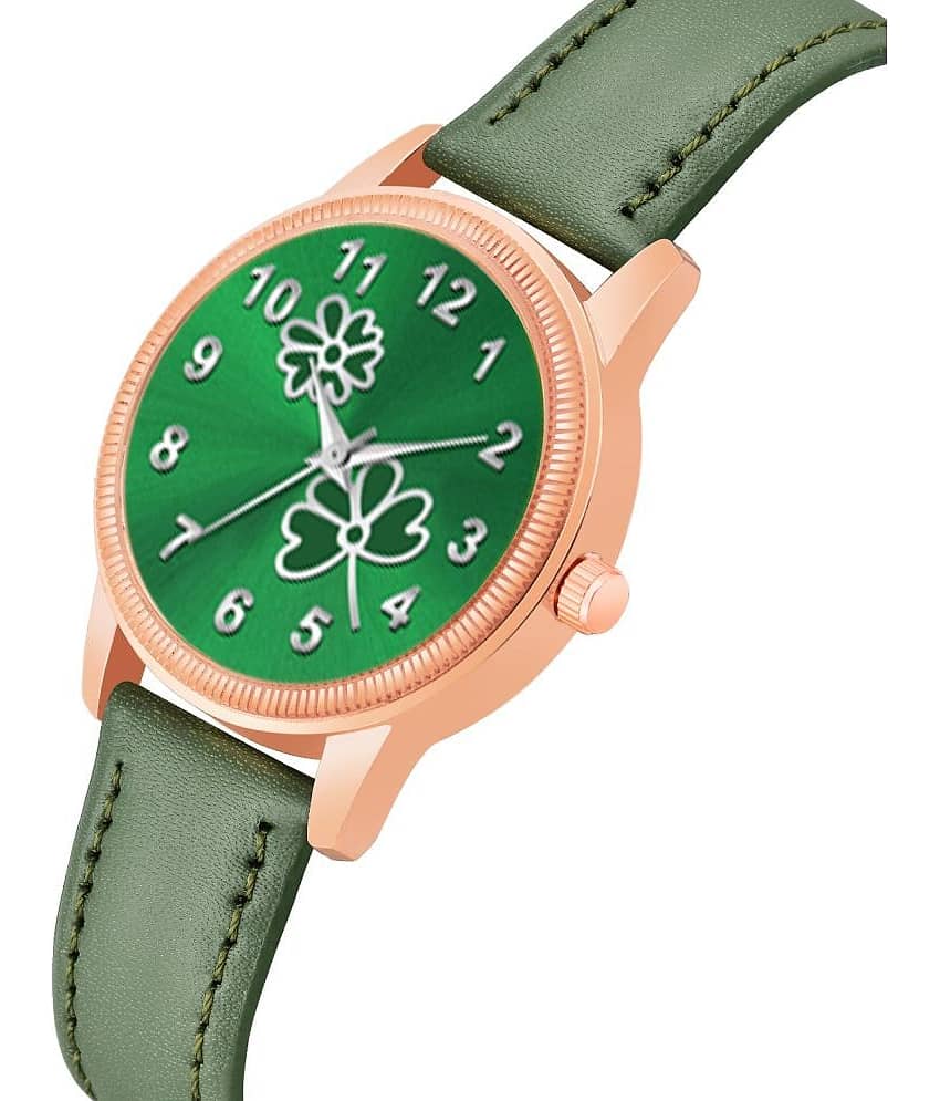 KIARVI GALLERY Green Leather Analog Womens Watch view 2
