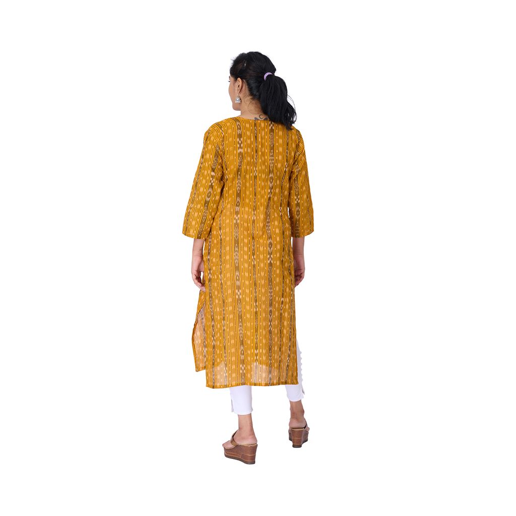 GUENDICHA HAAT Sambalpuri Certified Handloom Women's Pure Cotton Kurta view 2