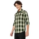 Mufti Olive & Off White Western Check Slim Fit Casual Shirt view 2