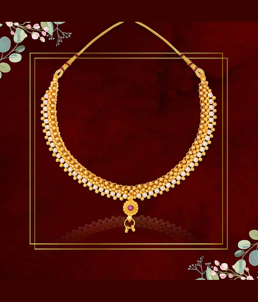 LUV FASHION White Brass Necklace Set ( Pack of 1 ) view 2