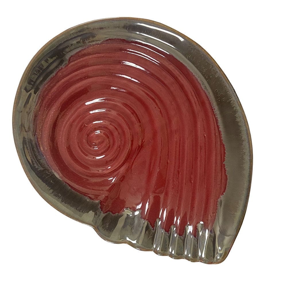 Ceramic Dining Red Sea Shell Glazed Ceramic Serving Platter view 2