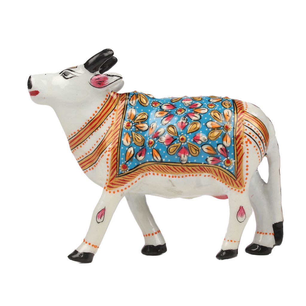 Cow With Metal Meenakari 5 Inch
