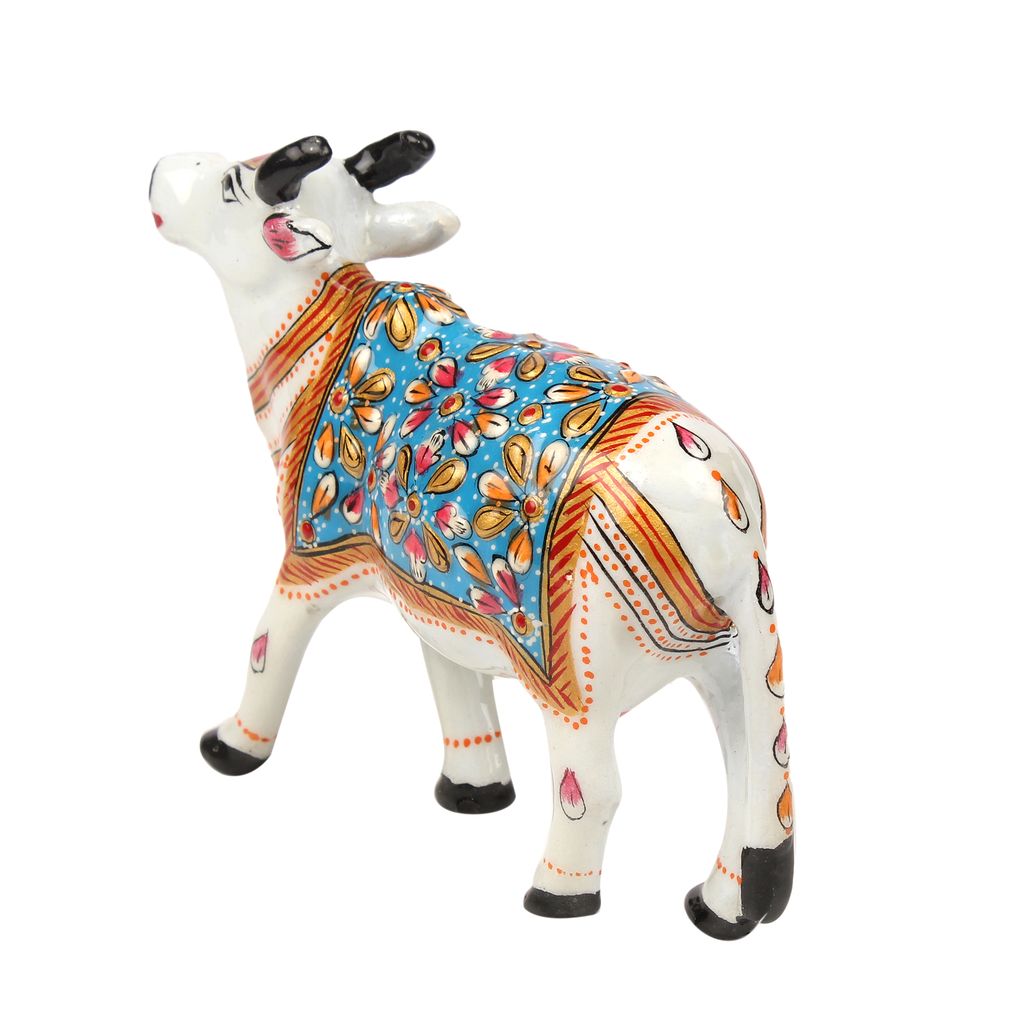Cow With Metal Meenakari 5 Inch view 2
