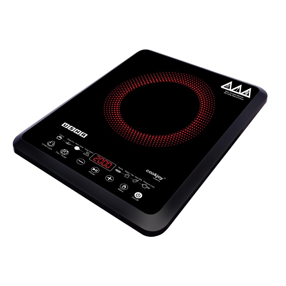 Usha Cookjoy CJ2000WTC 2000W Touch-Control Induction Cooktop (Black)