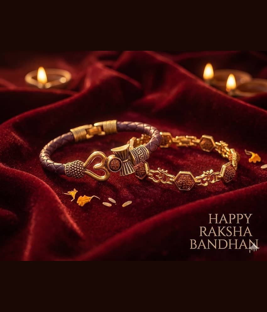 SONI DESIGNS Religious 2 Bracelet Rakhi ( Pack of 1 , Gold )