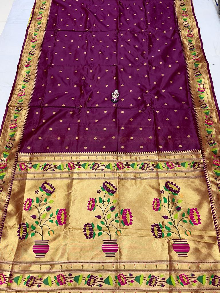 Payal Lotus Border Paithani Soft Tana Silk Sarees view 2