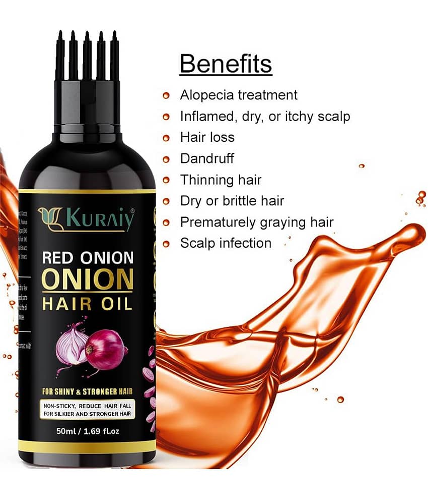 KURAIY ONION All Type of Hair Problem Herbal Anti Dandruff Hair Oil 50 ML Hair Oil PACK OF 2 view 2