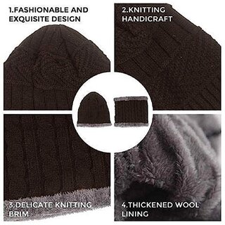 Eastern Club Unisex Brown Woolen Winter Cap (Pack of 2) view 2