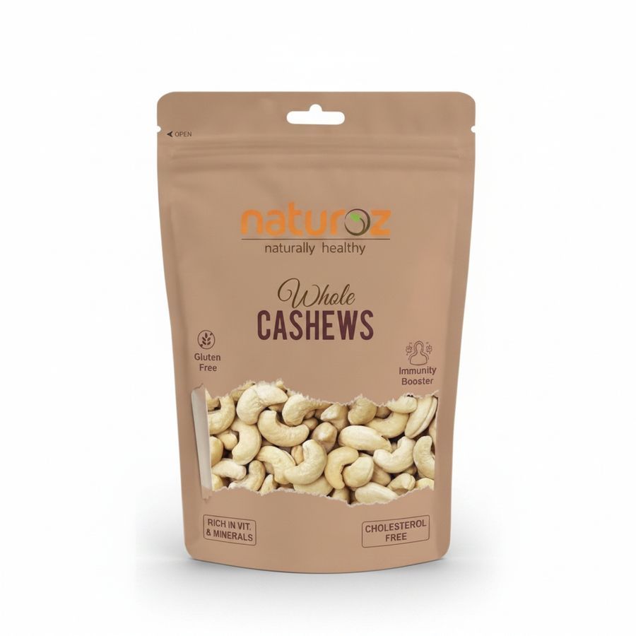 Naturoz Whole Cashews - 250 gm - One pack of whole cashews view 2