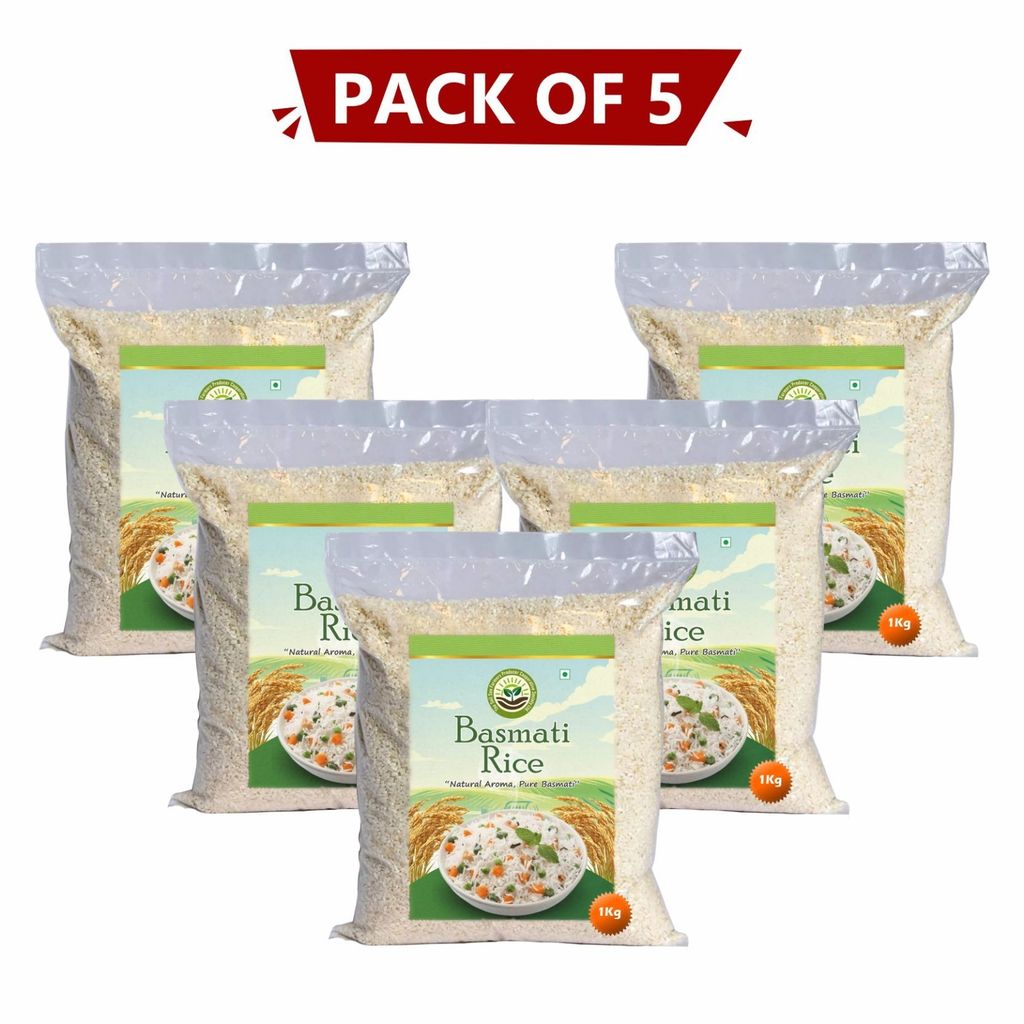 Basmati Rice 1 Kg, Extra Long Grain, Pack of 5 view 2