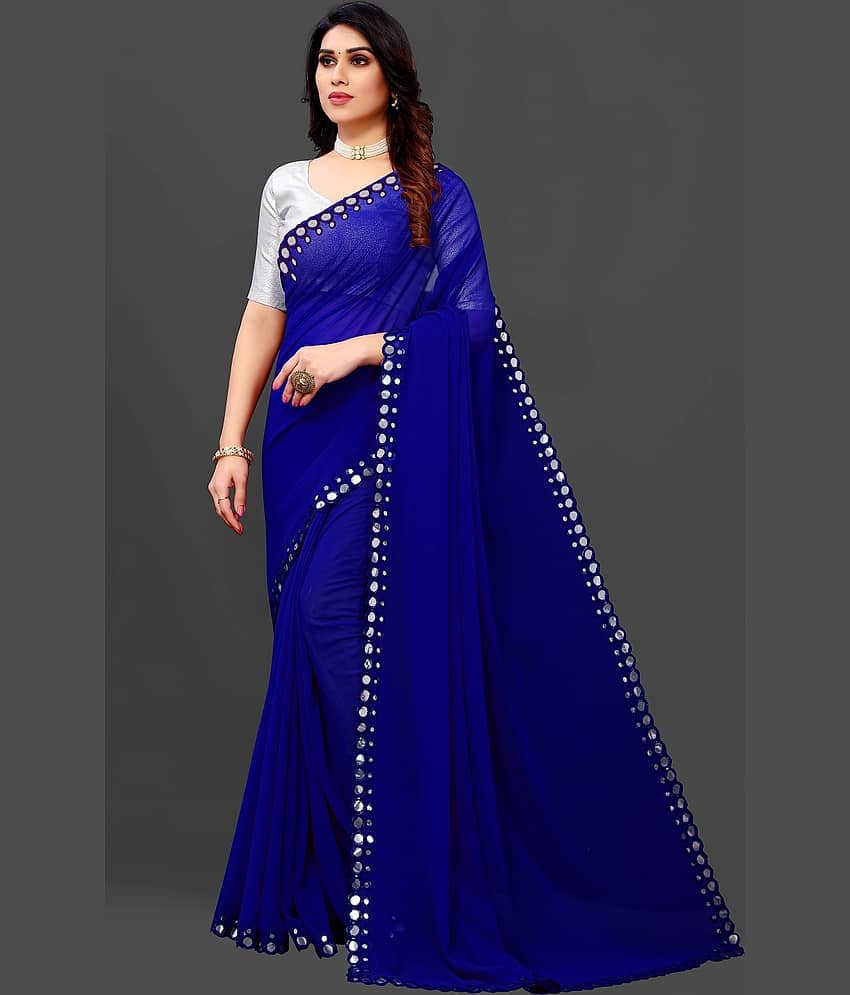 RIDDHI SHIVAY FAB Georgette Embroidered Saree With Unstitched Blouse Piece ( Green ) view 2