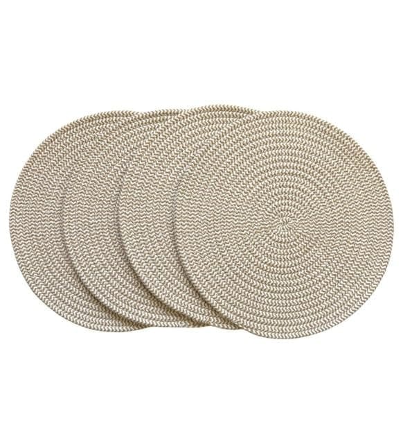 Generic Cotton Dining Table Round Placemat Mats Set of 4 (Beige-White)-PID66459 view 2